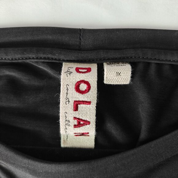 Anthropologie DOLAN Belted Mini Dress Faux Leather Side Belt Black Cupro Size 1X - Picture 4 of 9